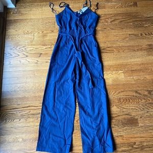 Blue linen jumpsuit
